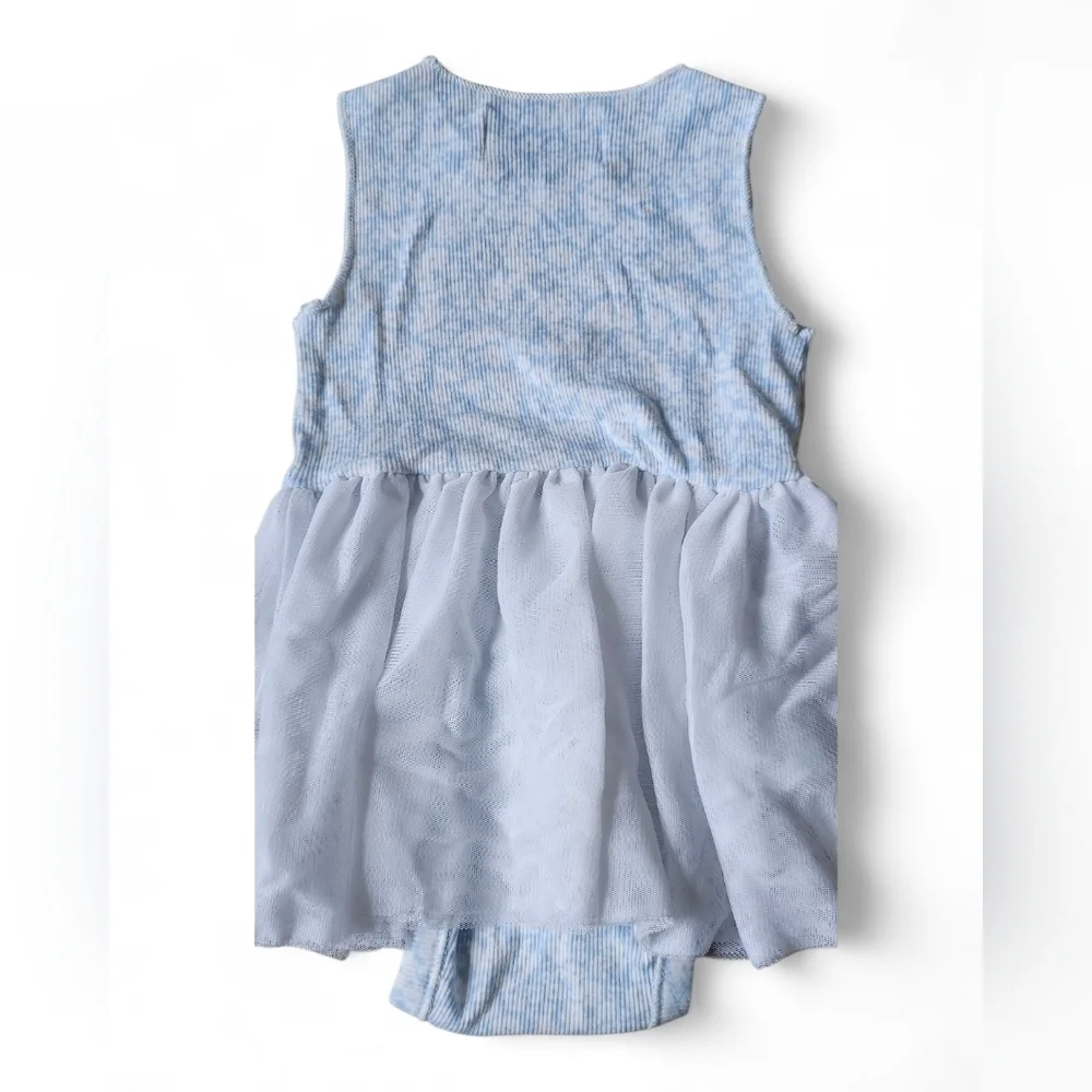 Old Navy Baby Girl Blue Ribbed Tutu Dress Romper Size 12–18 Months